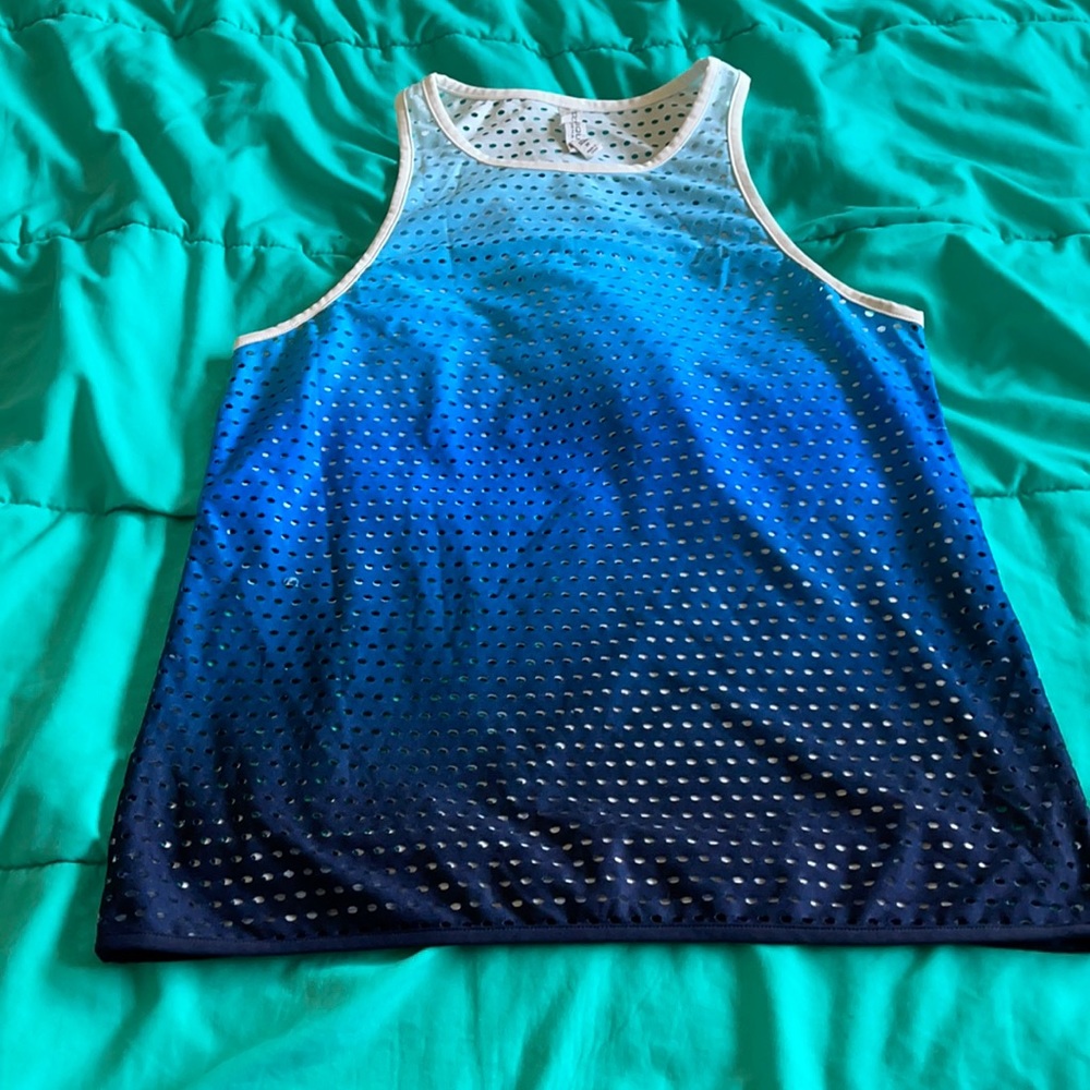 Lorna Jane blue ombré mesh tank